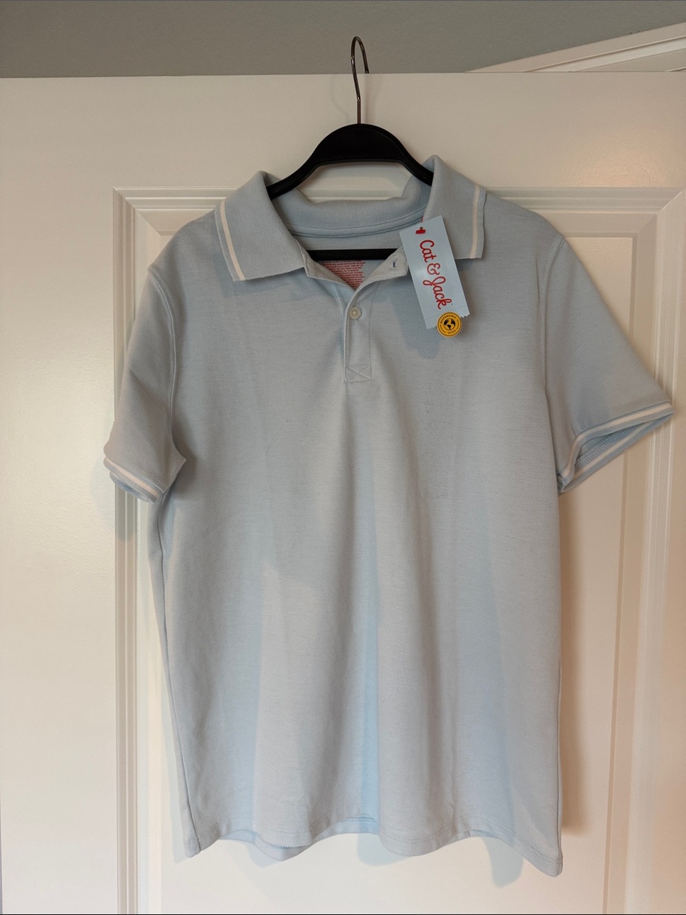 Cat & Jack Boys Pale Blue  Polo with Contrast Trim size XL 24 NWT
